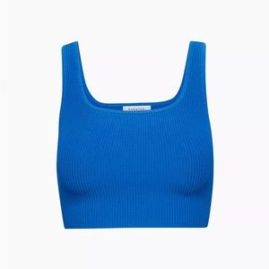 Aritzia Sculpt Knit Squareneck Cropped Tank Blue